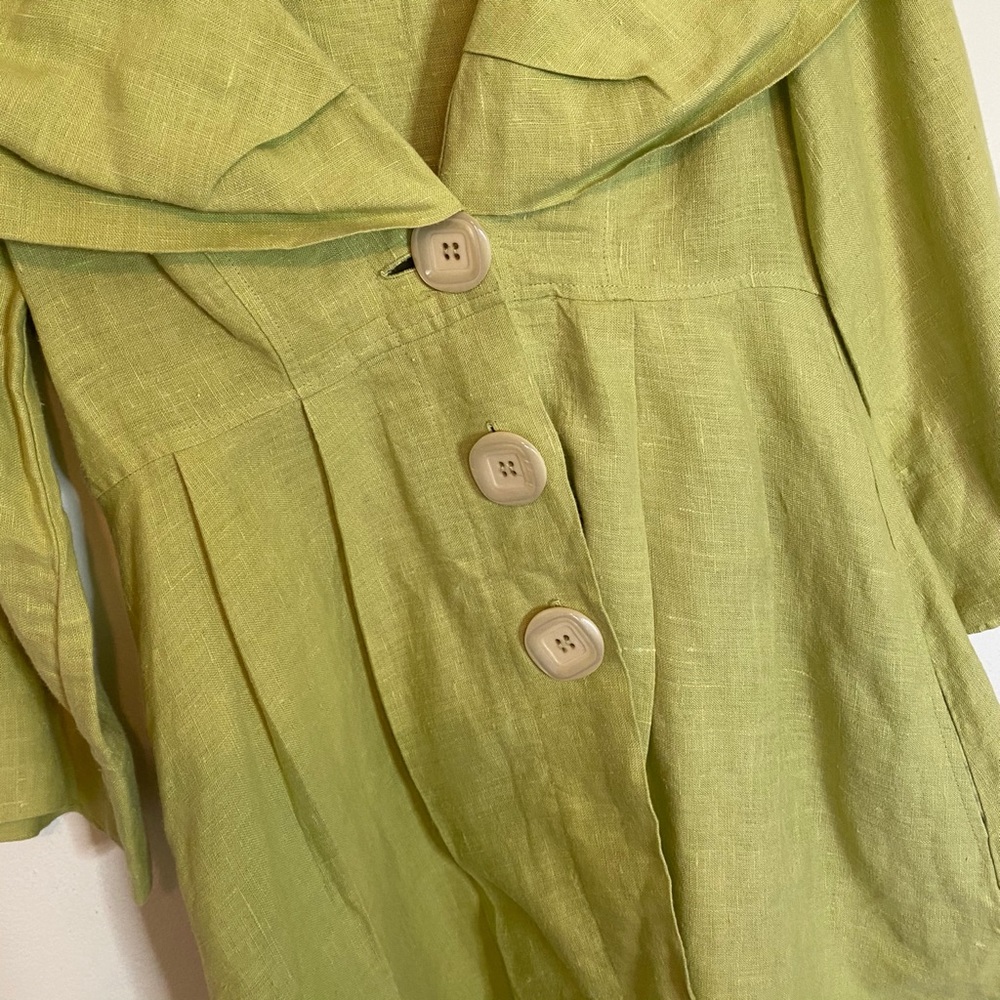 Ivy Jane Big Button Linen Jacket Light Green Small - Picture 2 of 4